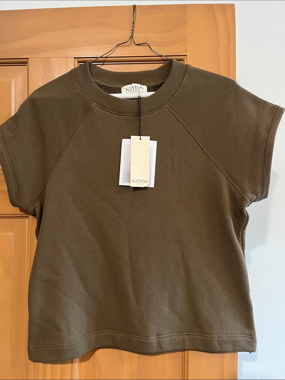 Nation LTD Olive Short Sleeve Crew Sweatshirt